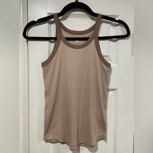 NWOT Madewell Size S Mushroom Brown Thin Strap Ribbed Supima Racerback Tank Top